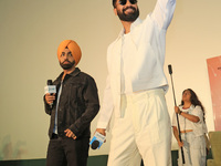 Bollywood actors Vicky Kaushal and Ammy Virk are promoting their upcoming movie 'Bad Newz' at an event in Jaipur, Rajasthan, India, on July...