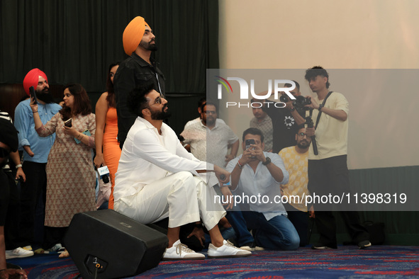 Bollywood actors Vicky Kaushal and Ammy Virk are promoting their upcoming movie 'Bad Newz' at an event in Jaipur, Rajasthan, India, on July...