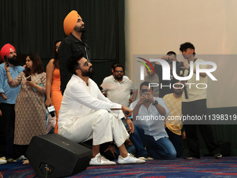 Bollywood actors Vicky Kaushal and Ammy Virk are promoting their upcoming movie 'Bad Newz' at an event in Jaipur, Rajasthan, India, on July...