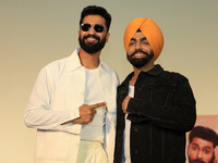 Bollywood actors Vicky Kaushal and Ammy Virk are promoting their upcoming movie 'Bad Newz' at an event in Jaipur, Rajasthan, India, on July...