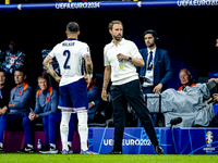 England trainer Gareth Southgate is coaching during the match between the Netherlands and England (EURO 2024) at the BVB Stadion Dortmund fo...