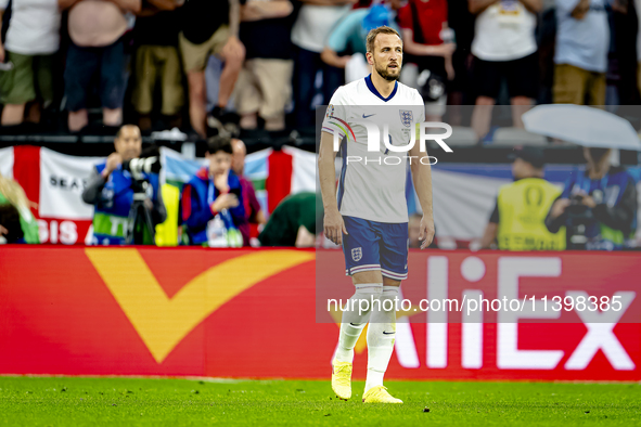 England forward Harry Kane is scoring the 1-1 during the match between the Netherlands and England (EURO 2024) at the BVB Stadion Dortmund f...