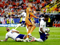 England defender Kyle Walker, England defender Marc Guehi, and Netherlands forward Donyell Malen are playing during the match between the Ne...