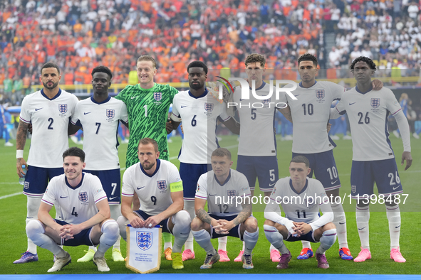 England line up during the UEFA EURO 2024 semi-final match between Netherlands and England at Football Stadium Dortmund on July 10, 2024 in...