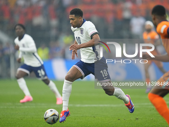 Jude Bellingham attacking midfield of England and Real Madrid in action during the UEFA EURO 2024 semi-final match between Netherlands and E...