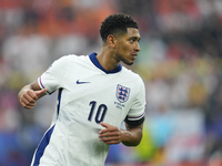 Jude Bellingham attacking midfield of England and Real Madrid during the UEFA EURO 2024 semi-final match between Netherlands and England at...