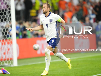 Harry Kane centre-forward of England and Bayern Munich celebrates after scoring his sides first goal during the UEFA EURO 2024 semi-final ma...