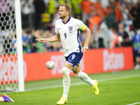 Harry Kane centre-forward of England and Bayern Munich celebrates after scoring his sides first goal during the UEFA EURO 2024 semi-final ma...