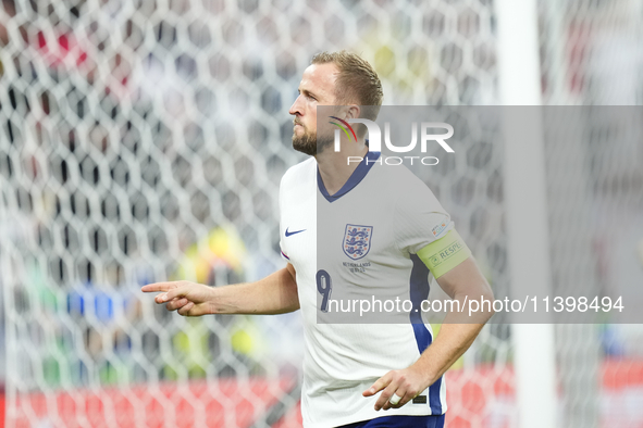 Harry Kane centre-forward of England and Bayern Munich celebrates after scoring his sides first goal during the UEFA EURO 2024 semi-final ma...