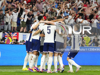 Harry Kane centre-forward of England and Bayern Munich celebrates after scoring his sides first goal during the UEFA EURO 2024 semi-final ma...