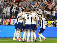 Harry Kane centre-forward of England and Bayern Munich celebrates after scoring his sides first goal during the UEFA EURO 2024 semi-final ma...