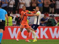 Virgil van Dijk (Netherlands) is pushing Harry Kane (England) during the Semi Final of the UEFA European Championship between England and Ne...