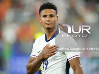 Ollie Watkins centre-forward of England and Aston Villa celebrates victory after  the UEFA EURO 2024 semi-final match between Netherlands an...