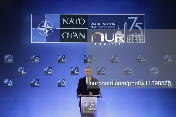 Secretary General of NATO Jens Stoltenberg at the press conference during the NATO Summit in Washington DC, United States on July 10, 2024. 