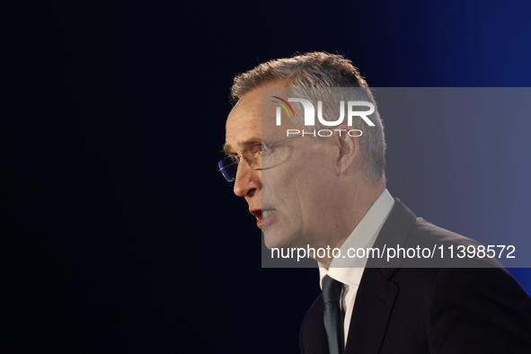 Secretary General of NATO Jens Stoltenberg at the press conference during the NATO Summit in Washington DC, United States on July 10, 2024. 