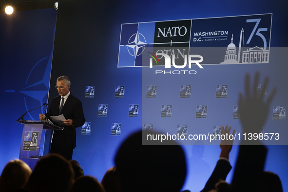 Secretary General of NATO Jens Stoltenberg at the press conference during the NATO Summit in Washington DC, United States on July 10, 2024. 