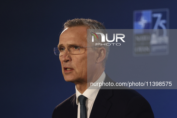 Secretary General of NATO Jens Stoltenberg at the press conference during the NATO Summit in Washington DC, United States on July 10, 2024. 