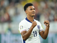 Ollie Watkins centre-forward of England and Aston Villa celebrates victory after  the UEFA EURO 2024 semi-final match between Netherlands an...