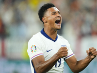 Ollie Watkins centre-forward of England and Aston Villa celebrates victory after  the UEFA EURO 2024 semi-final match between Netherlands an...