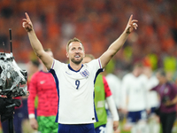 Harry Kane centre-forward of England and Bayern Munich celebrates victory after during the UEFA EURO 2024 semi-final match between Netherlan...