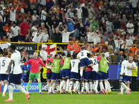 Ollie Watkins centre-forward of England and Aston Villa celebrates after scoring his sides first goal during the UEFA EURO 2024 semi-final m...