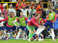 Ollie Watkins centre-forward of England and Aston Villa celebrates after scoring his sides first goal during the UEFA EURO 2024 semi-final m...