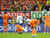 Ollie Watkins centre-forward of England and Aston Villa celebrates after scoring his sides first goal during the UEFA EURO 2024 semi-final m...