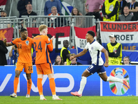 Ollie Watkins centre-forward of England and Aston Villa celebrates after scoring his sides first goal during the UEFA EURO 2024 semi-final m...