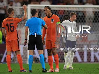 Virgil van Dijk (Netherlands) is confronting the ref during the Semi Final of the UEFA European Championship between England and Netherlands...