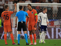 Virgil van Dijk (Netherlands) is confronting the ref during the Semi Final of the UEFA European Championship between England and Netherlands...