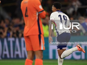 Ollie Watkins (England) is scoring his team's second goal during the Semi Final of the UEFA European Championship between England and Nether...