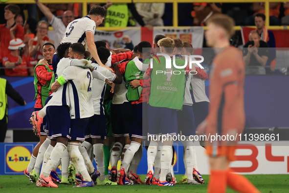 Ollie Watkins (England) is scoring his team's second goal during the Semi Final of the UEFA European Championship between England and Nether...