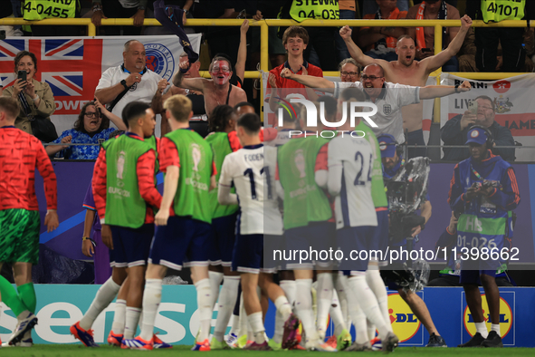 Ollie Watkins (England) is scoring his team's second goal during the Semi Final of the UEFA European Championship between England and Nether...