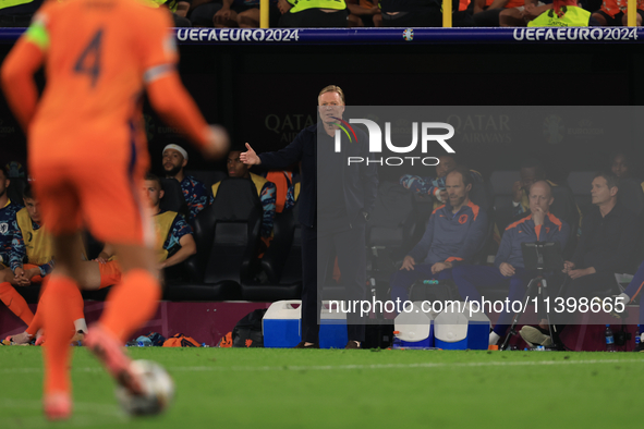 Ronald Koeman, Netherlands manager, is managing during the Semi Final of the UEFA European Championship between England and Netherlands at t...