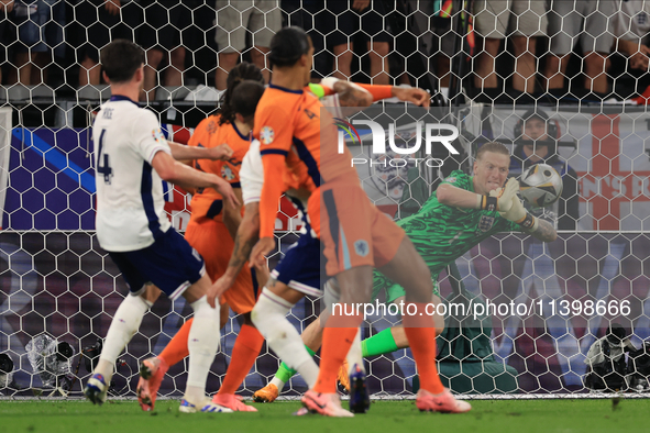 Jordan Pickford (England) is making a save during the Semi Final of the UEFA European Championship between England and Netherlands at the BV...