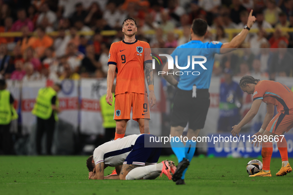 Wout Weghorst (Netherlands) is appealing to the ref during the Semi Final of the UEFA European Championship between England and Netherlands...