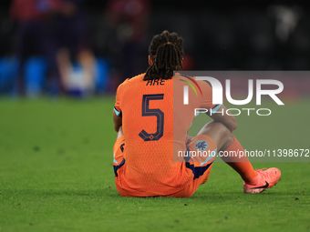 Nathan Ake (Netherlands) is reacting to the final whistle after the Semi-Final of the UEFA European Championship between England and Netherl...