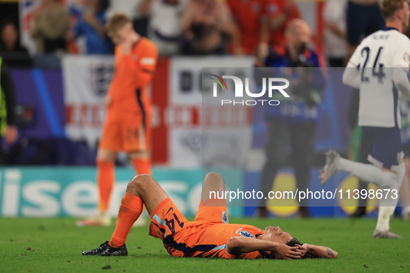 Tijjani Reijnders (Netherlands) is reacting to the final whistle after the Semi-Final of the UEFA European Championship between England and...