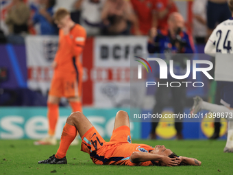 Tijjani Reijnders (Netherlands) is reacting to the final whistle after the Semi-Final of the UEFA European Championship between England and...