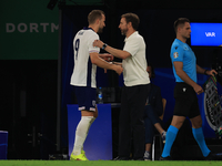 Harry Kane (England) is being substituted for Ollie Watkins (England) during the Semi Final of the UEFA European Championship between Englan...