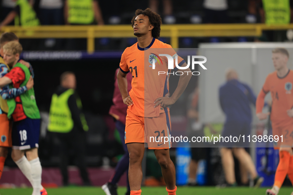 Joshua Zirkzee (Netherlands) is participating in the Semi Final of the UEFA European Championship between England and Netherlands at the BVB...