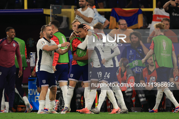 Ollie Watkins (England) is scoring his team's second goal during the Semi Final of the UEFA European Championship between England and Nether...