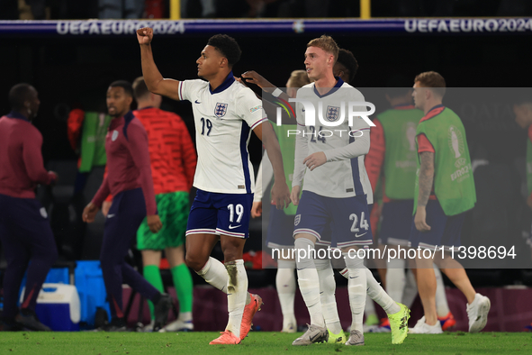 Ollie Watkins (England) is scoring his team's second goal during the Semi Final of the UEFA European Championship between England and Nether...