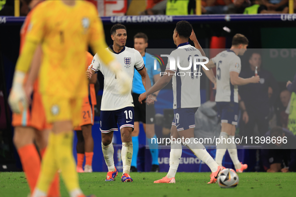 Ollie Watkins (England) is scoring his team's second goal during the Semi Final of the UEFA European Championship between England and Nether...