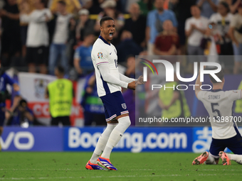 Ezri Konsa (England) is reacting to the final whistle after the Semi Final of the UEFA European Championship between England and Netherlands...