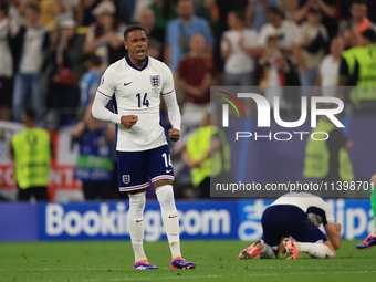 Ezri Konsa (England) is reacting to the final whistle after the Semi Final of the UEFA European Championship between England and Netherlands...