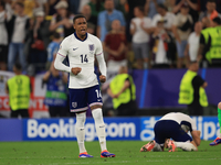 Ezri Konsa (England) is reacting to the final whistle after the Semi Final of the UEFA European Championship between England and Netherlands...