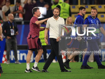 Gareth Southgate, England manager, is speaking after the Semi Final of the UEFA European Championship between England and Netherlands in Dor...