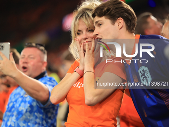 Dutch fans are looking crestfallen after the Semi Final of the UEFA European Championship between England and Netherlands at the BVB Stadion...