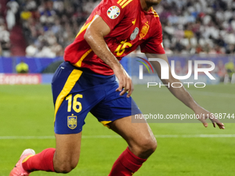 Rodrigo Hernandez defensive midfield of Spain and Manchester City during the UEFA EURO 2024 semi-final match between Spain v France at Munic...